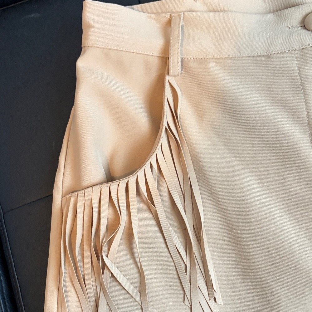 NWOT Strut & Bolt High Waist Tan Fringe Women's Shorts country western size L - Picture 2 of 13